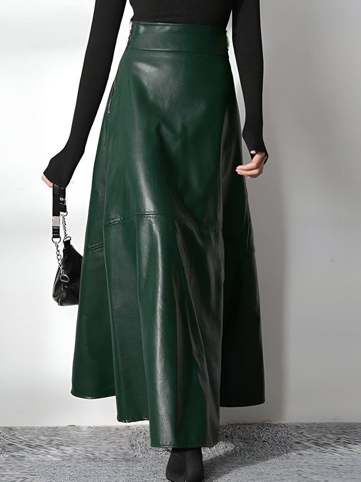 Drune | Eleganter PU-Leder Maxi-Rock