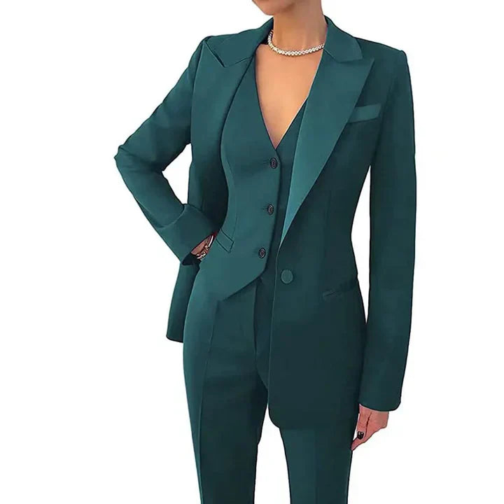 Drune | Pantsuit Taillierte Passform 3 Teiliges Set mit Weste Wollmischung