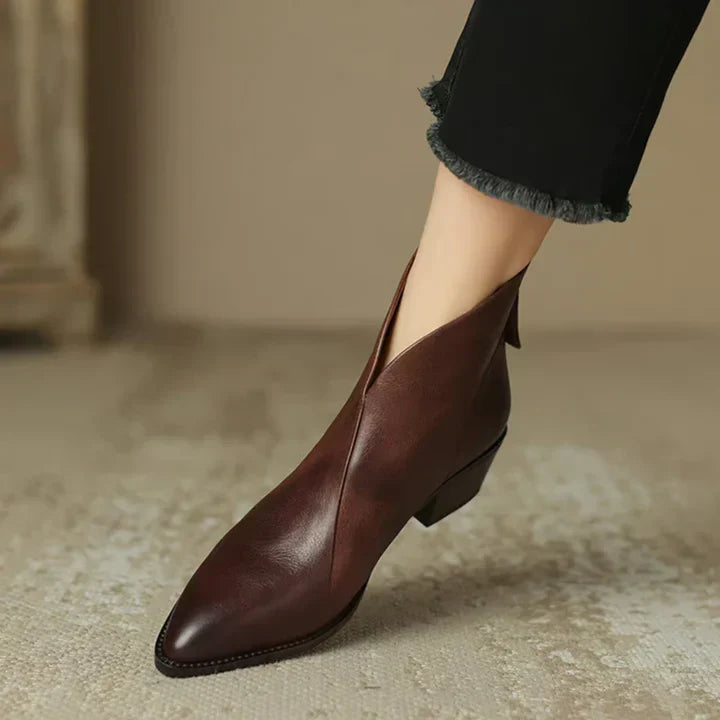 Drune | Damenstiefelette Aus Leder mit Blockabsatz