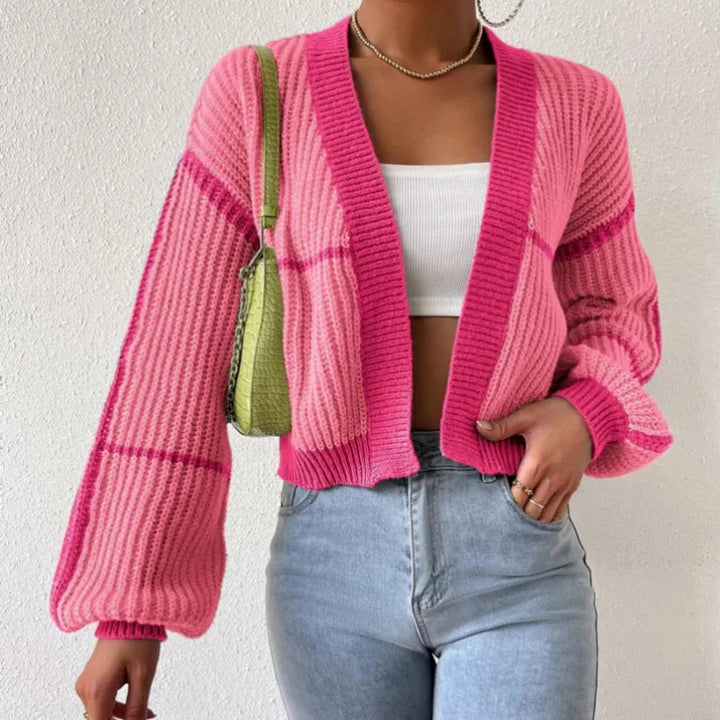 Drune | Damen Strickjacke mit Farbe und langen Ärmeln