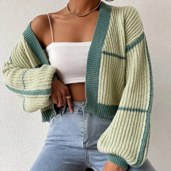 Drune | Damen Strickjacke mit Farbe und langen Ärmeln