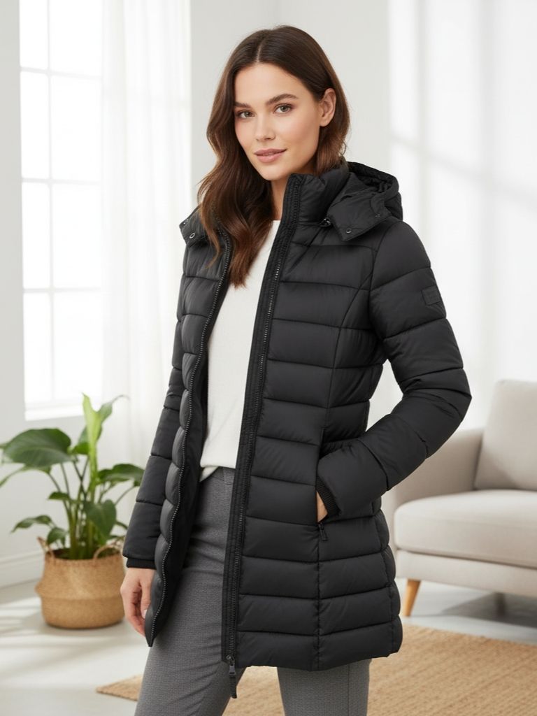 Drune | Damen Steppjacke mit Kapuze, elegant und bequem
