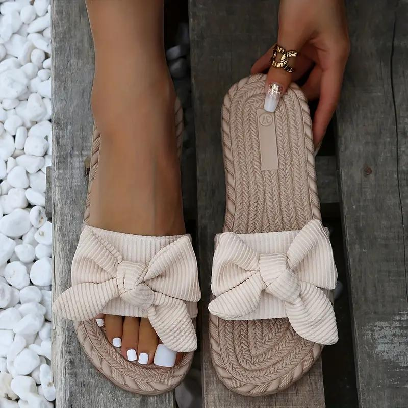 Drune | Bowknot Pantoffeln Flache Slip-On Sandalen für Frauen
