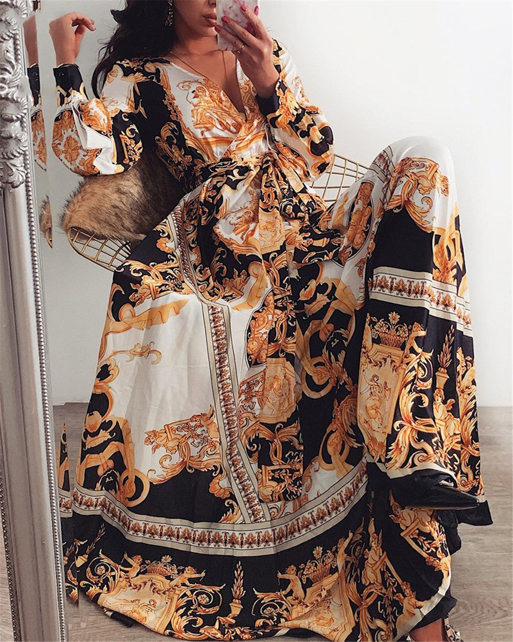 Drune | Boho Damenkleid mit Schlitz