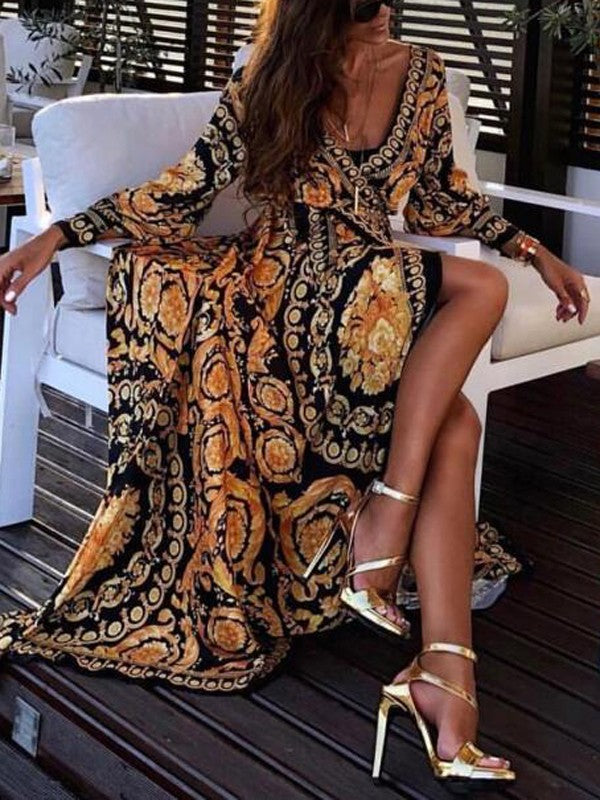 Drune | Boho Damenkleid mit Schlitz