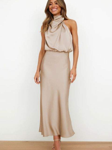 Drune | Elegantes Satin-Halterhalskleid für Frauen