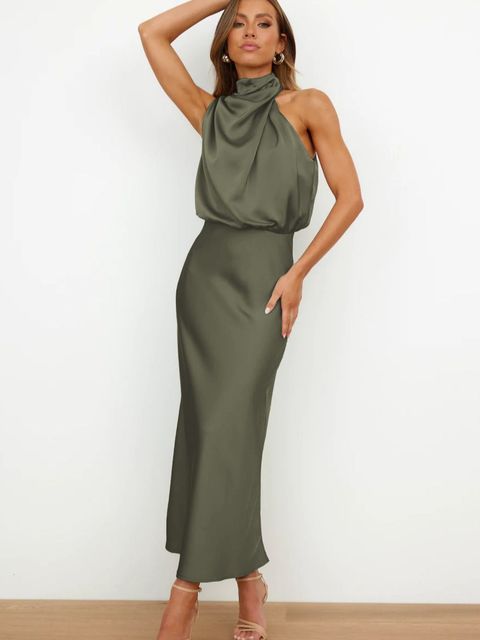 Drune | Elegantes Satin-Halterhalskleid für Frauen