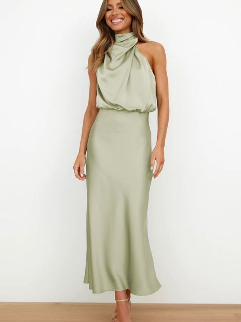 Drune | Elegantes Satin-Halterhalskleid für Frauen