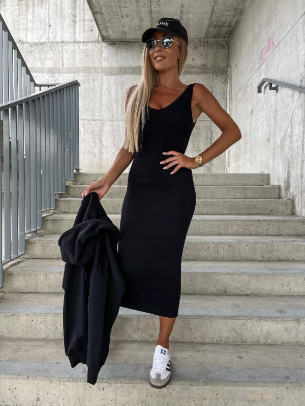Drune | Set Damen Midi Bodycon Kleid & Sweatshirt Outfit