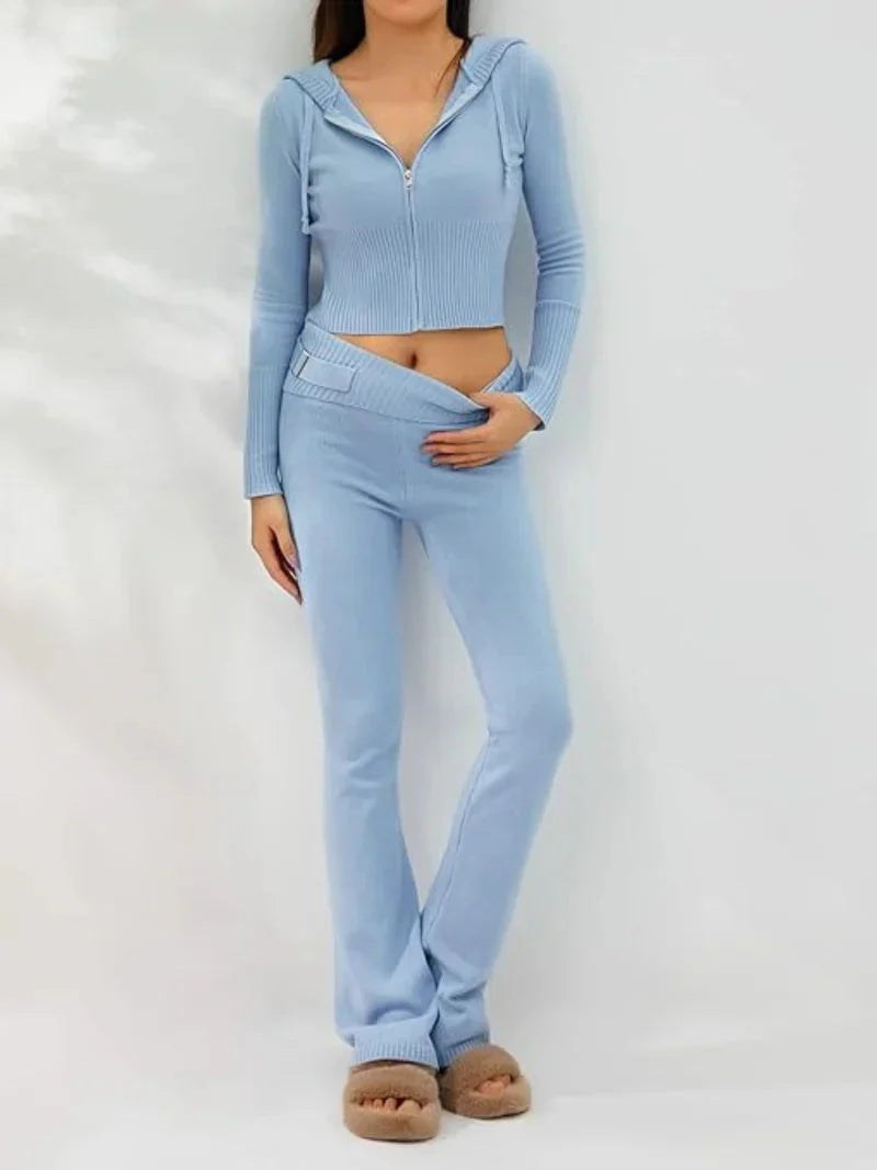 Drune | Strick Set Kapuzenjacke Strick Cardigan Strick Set Loungewear für Damen