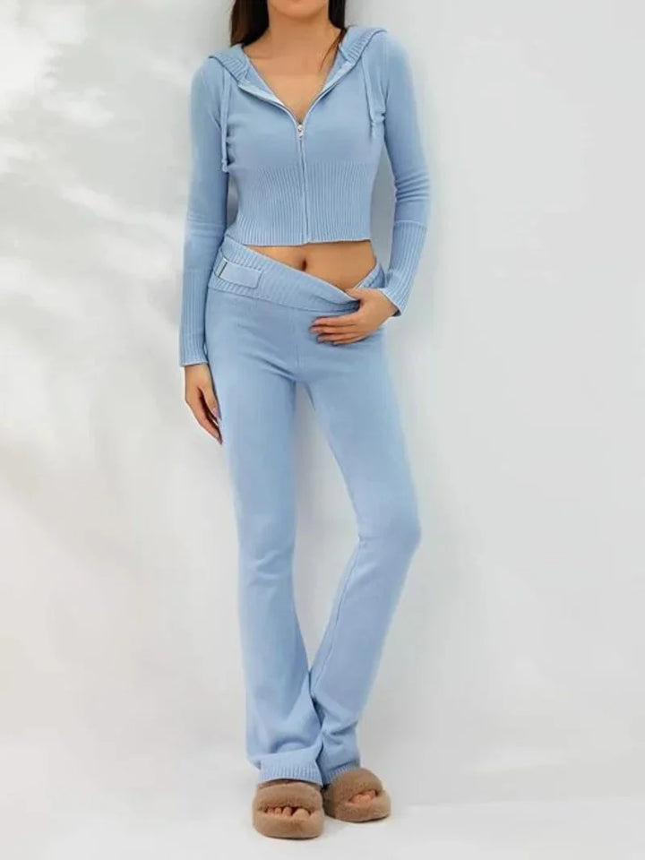 Drune | Strick Set Kapuzenjacke Strick Cardigan Strick Set Loungewear für Damen
