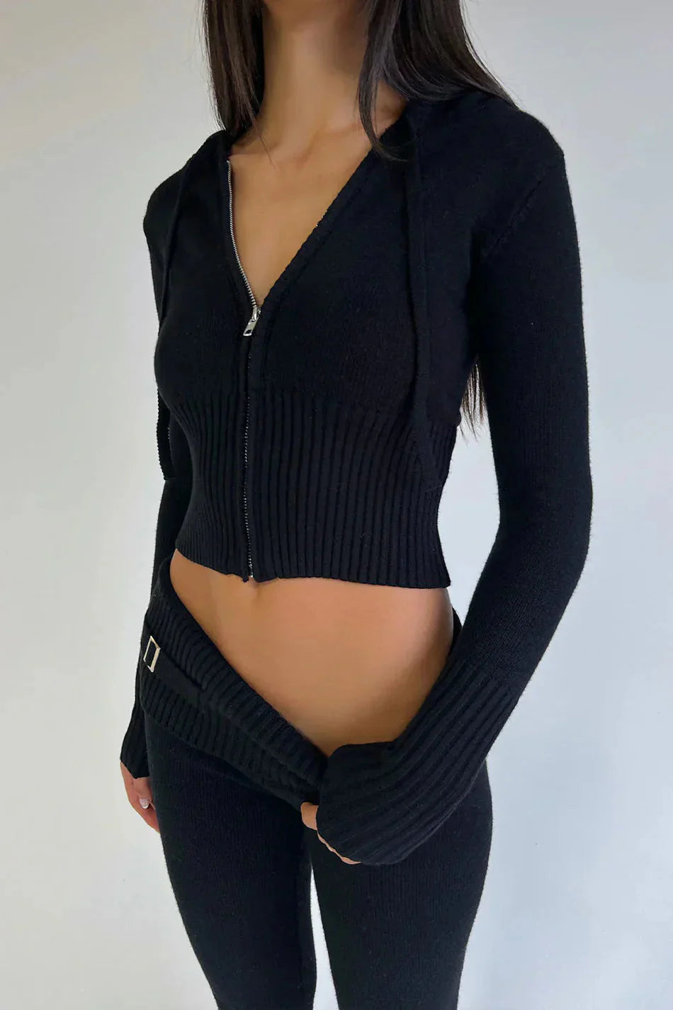 Drune | Strick Set Kapuzenjacke Strick Cardigan Strick Set Loungewear für Damen
