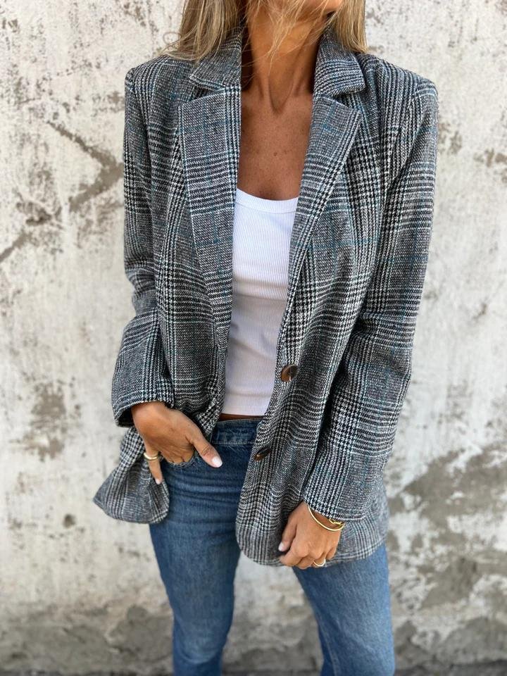 Drune | Stilvolle Damen Winter Kariert Blazer