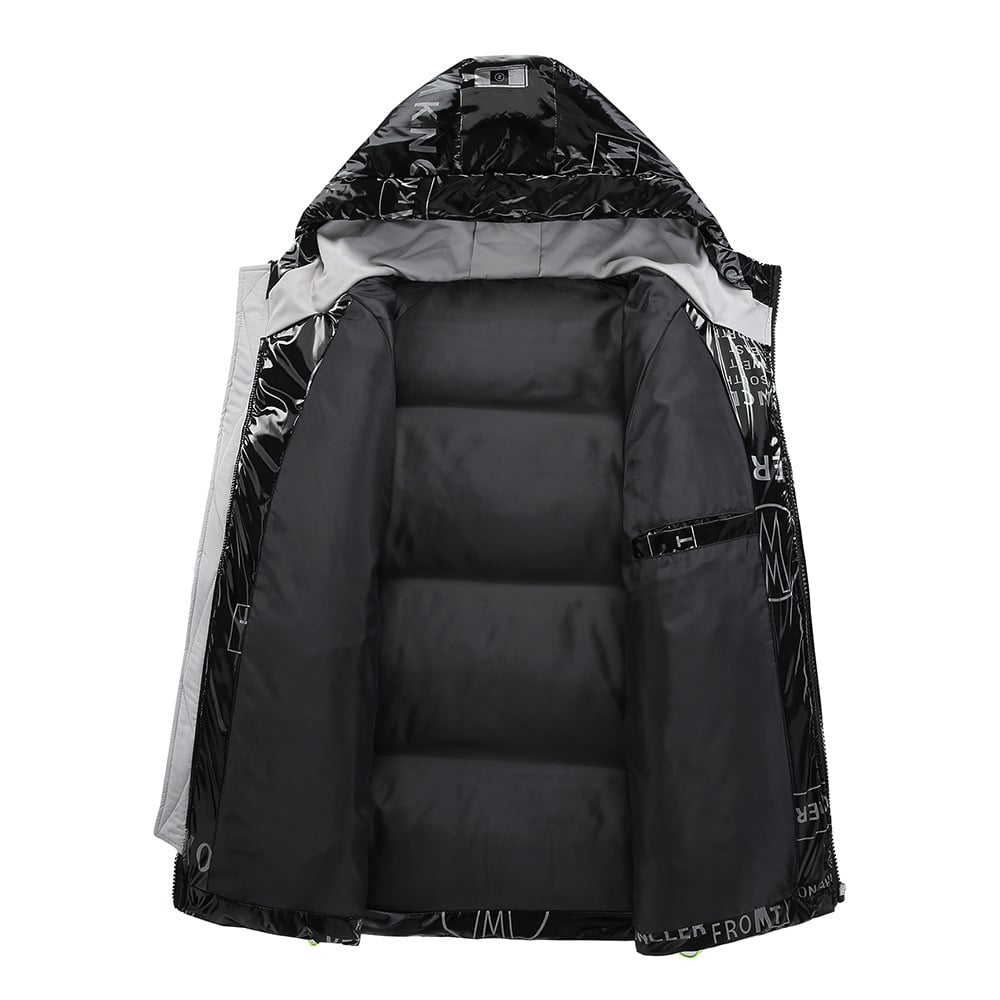 Drune | Gesteppt Herrenjacke mit Kapuze und Vinyleffekt