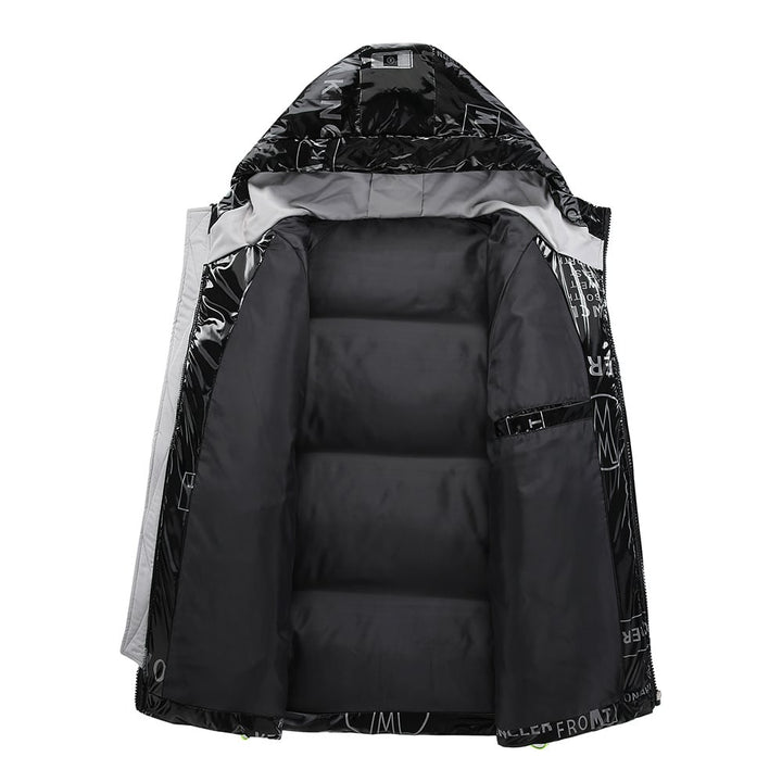 Drune | Gesteppt Herrenjacke mit Kapuze und Vinyleffekt