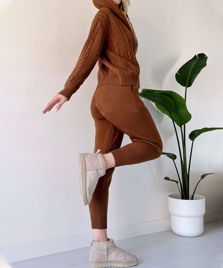Drune | Zweiteiliges Set mit Cardigan und casual Jacquard-Strickpullover