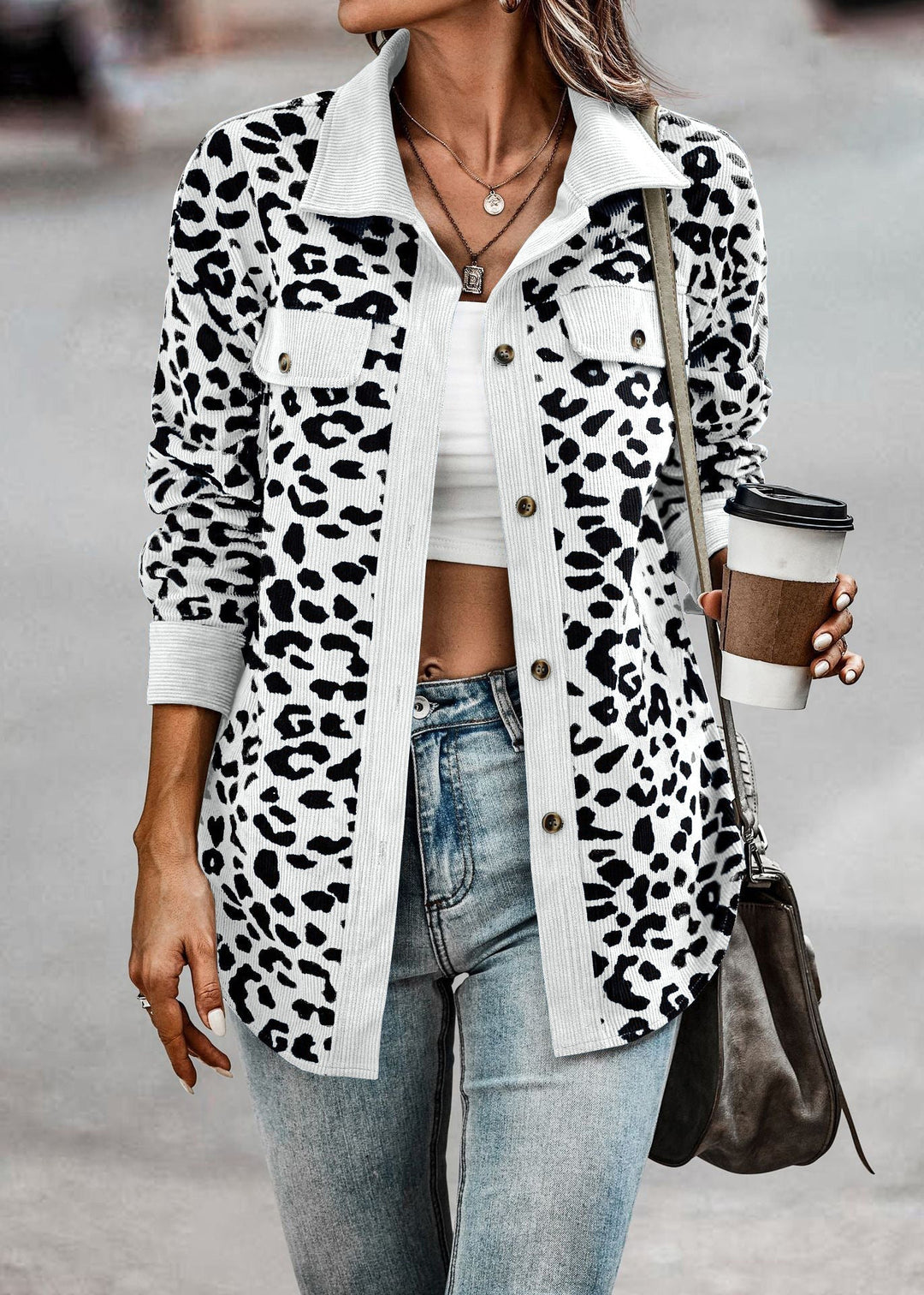 Drune | Damen-Chic-Jacke mit Leopardenmuster