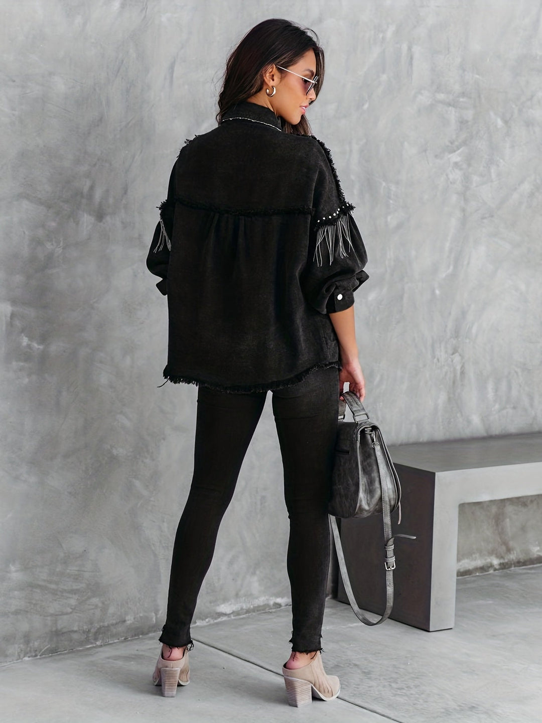 Drune | stilvolle Jeansjacke mit Fransen