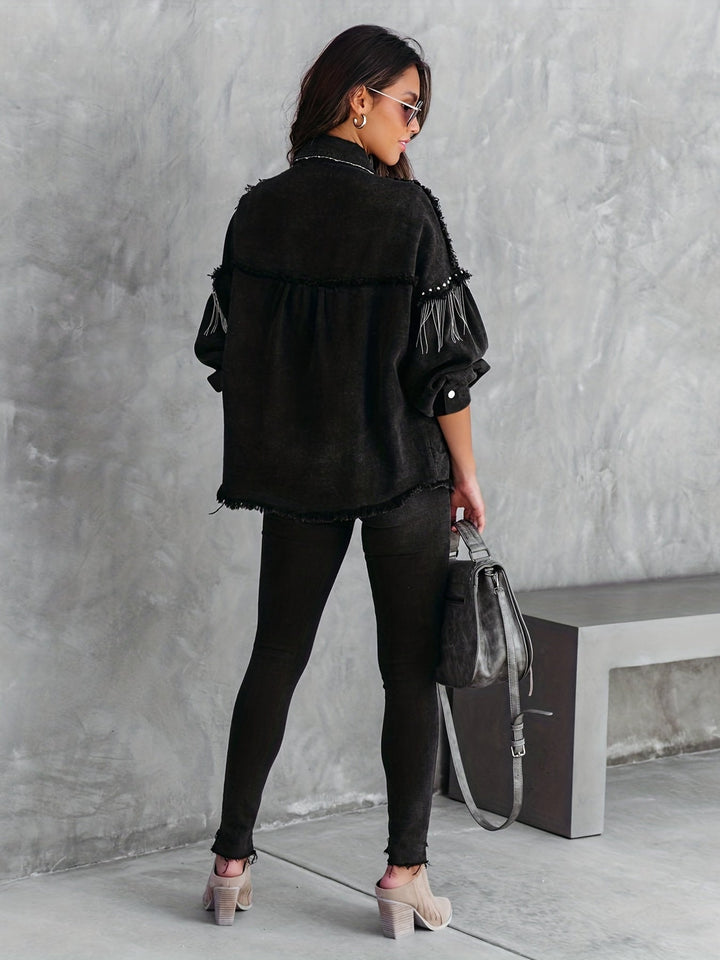 Drune | stilvolle Jeansjacke mit Fransen