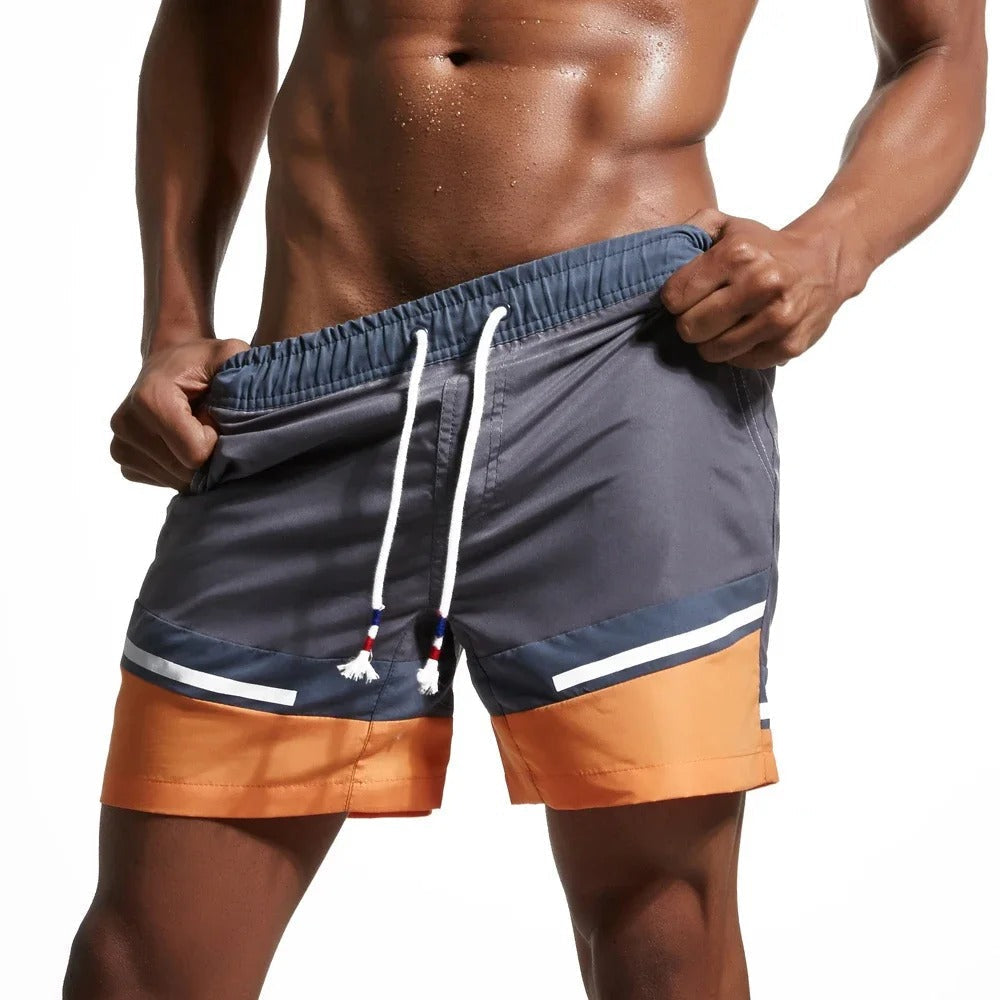 Drune | Schnell Trocknende Badeshorts für Männer mit Farbblock-Patchwork