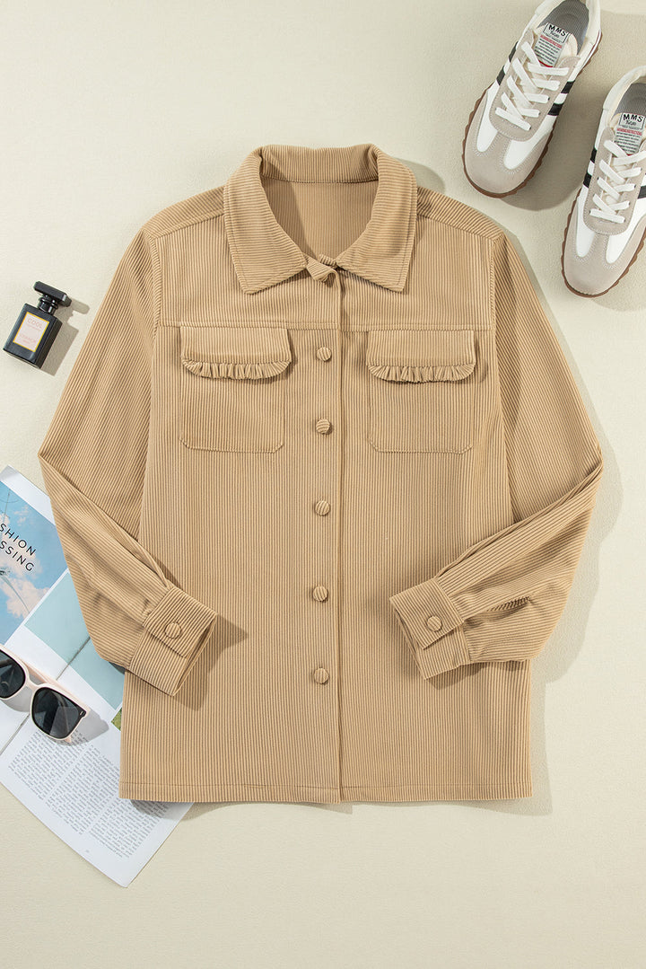 Drune | Cordurahemdjacke mit Rüschendetails Baumwollmischung Elegant und Modern