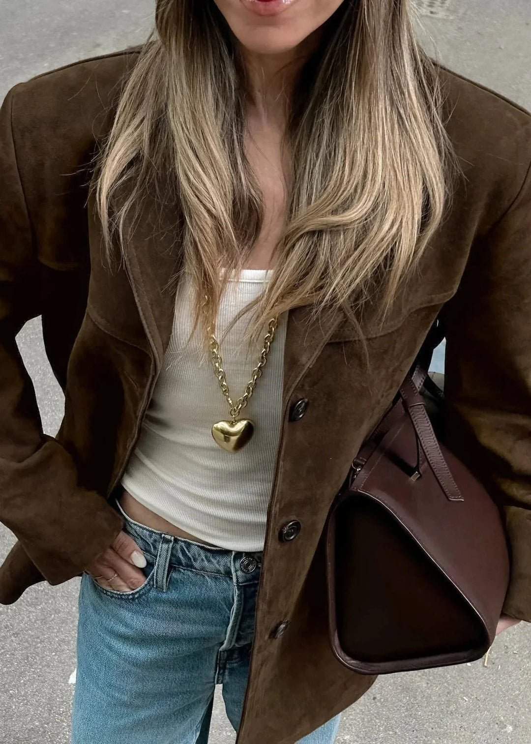 Drune | Samt Wildlederjacke mit Retro-Revers