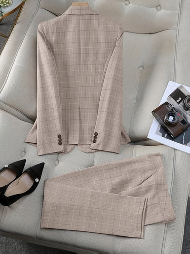 Drune | Karo Muster Blazer Outfit Set Für Damen - Perfekt für den Alltag