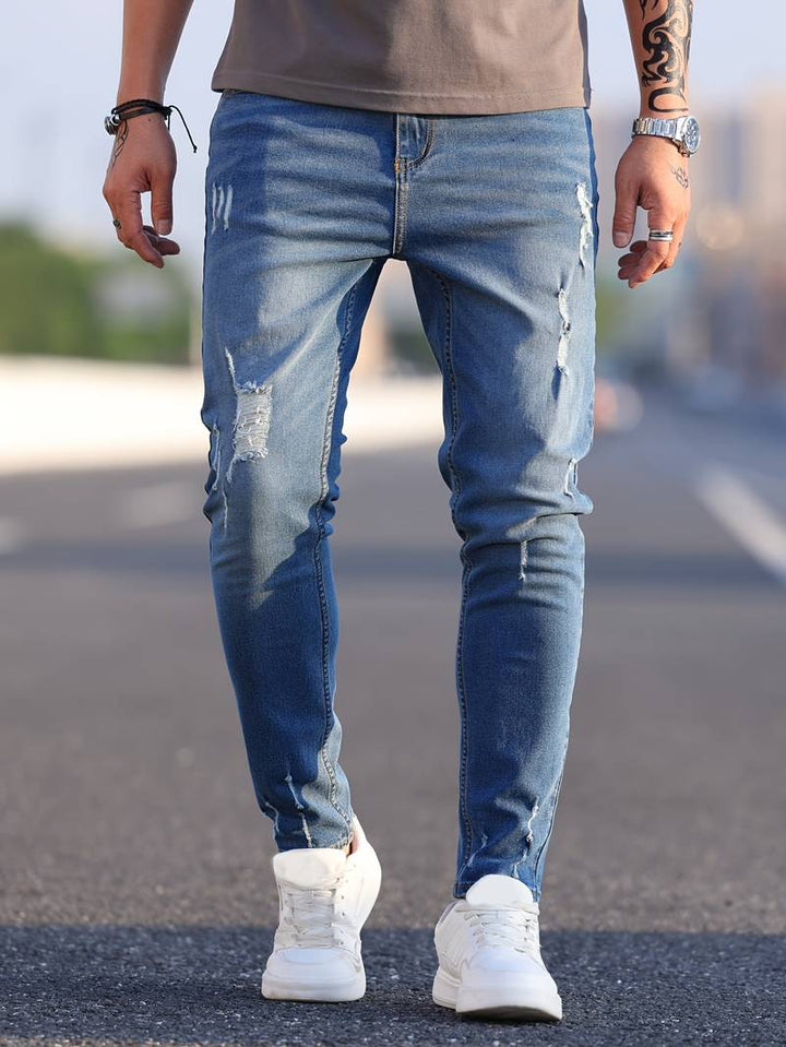 Drune | Skinny Fit Jeans mit Rissen - Stretch Denim Hose für Alltag & Streetwear Style