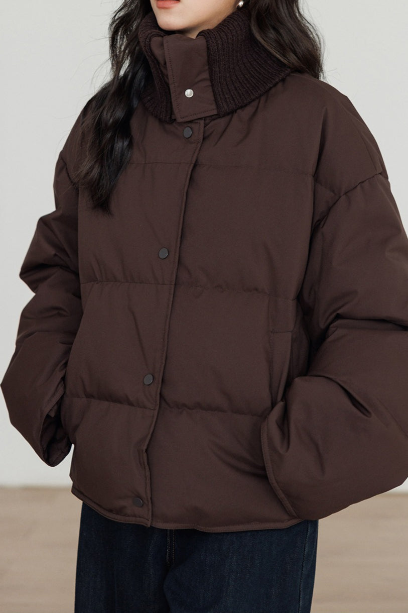 Drune | Kragen Weißer Entendaunen-Pufferjacke