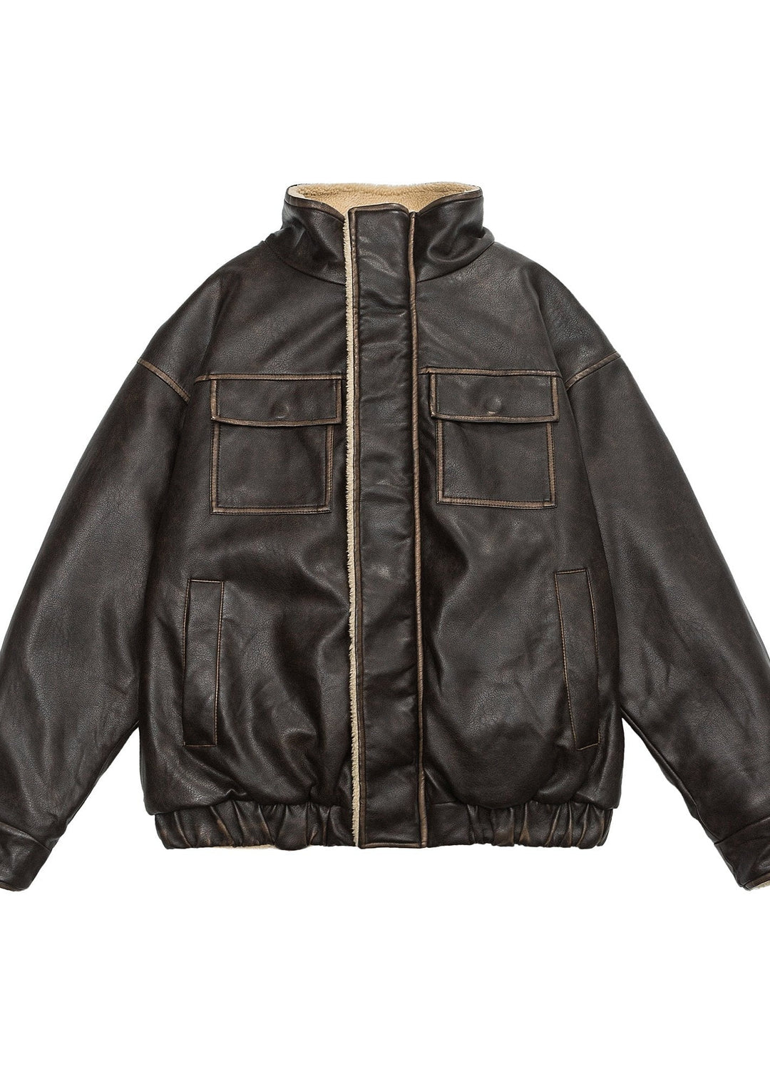 Drune | Inspirierte Lammfleece gefütterte Lederjacke – Unisex-Stil