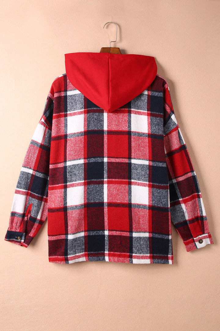 Drune | Gitterhemdenjacke mit Kapuze Polyester Lässig und Trendy