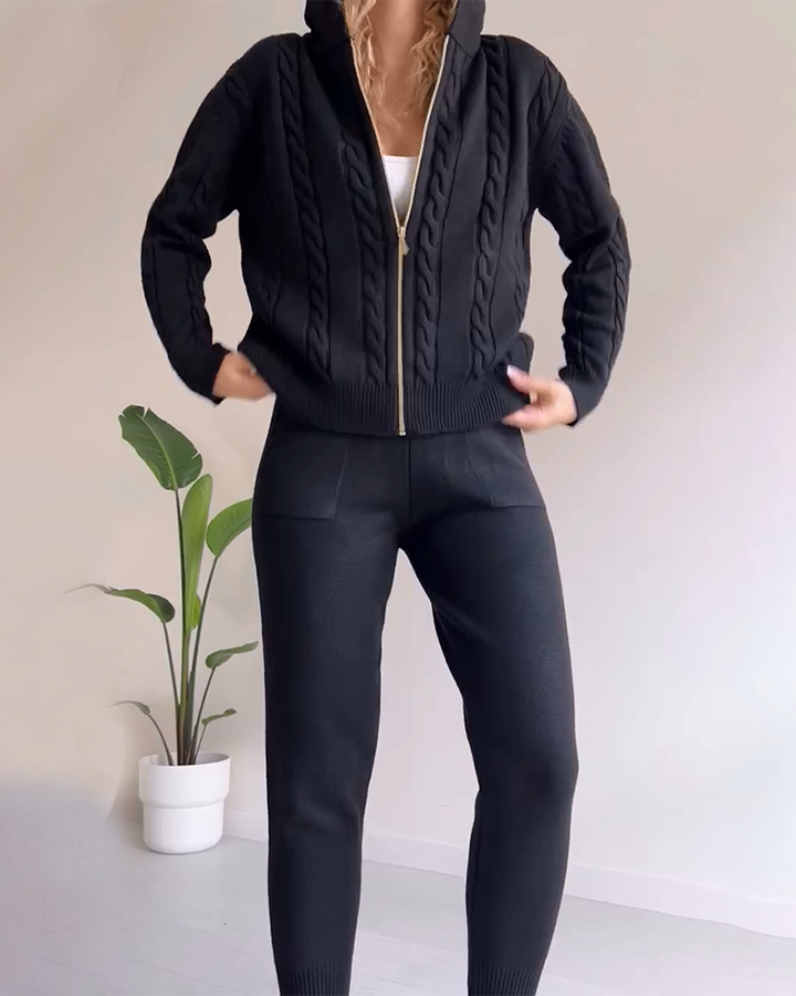 Drune | Jacquard-Strickjacken-Set mit Twist-Design