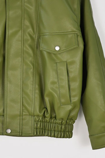 Drune | Grüne Kunstlederjacke