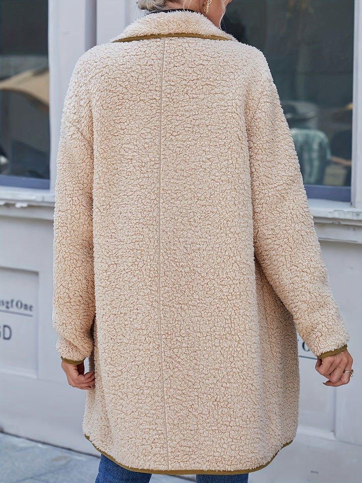 Drune | Lässige Teddyjacke mit Offener Kragen Polyester Komfort und Stil