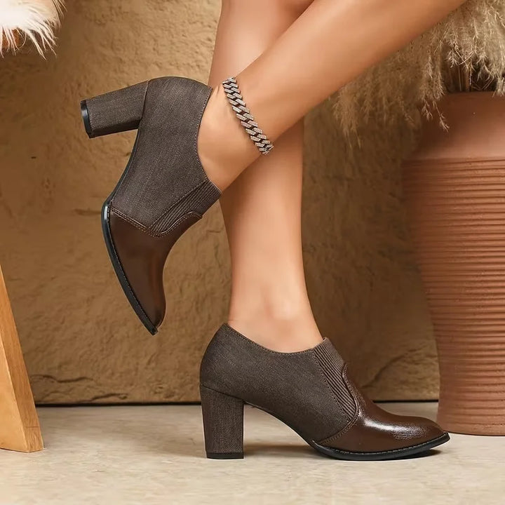 Schicke Blockstiefel mit Dual-Textur-Design und klobigem Absatz Drune Drune