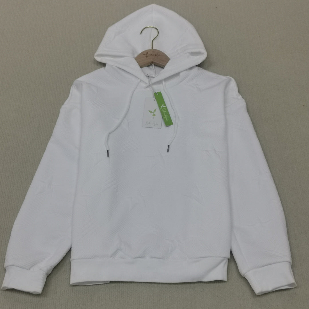 Drune | Einfarbiges weißes Sweatshirt mit langen Ärmeln