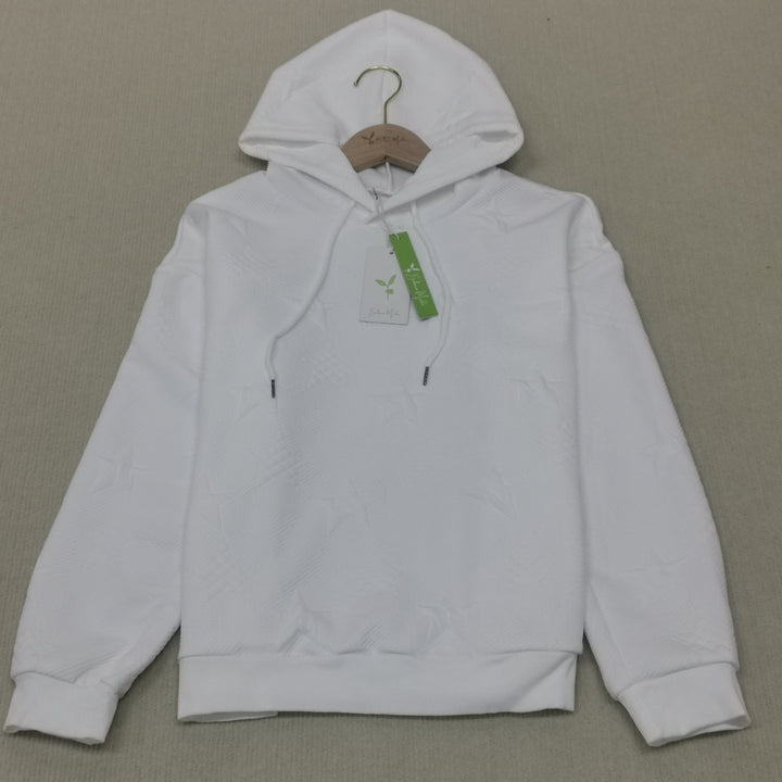 Drune | Einfarbiges weißes Sweatshirt mit langen Ärmeln