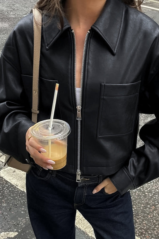 Drune | Figur Matte Leder Kurze Jacke