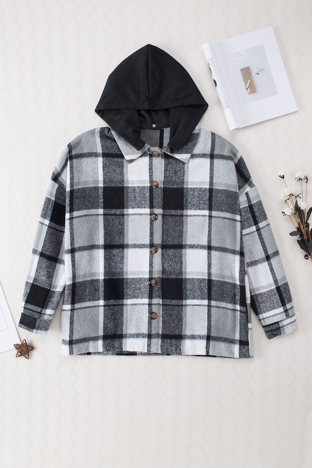 Drune | Gitter Oversized Jacke mit Kapuze Lässiger Komfort Warm und Trendy