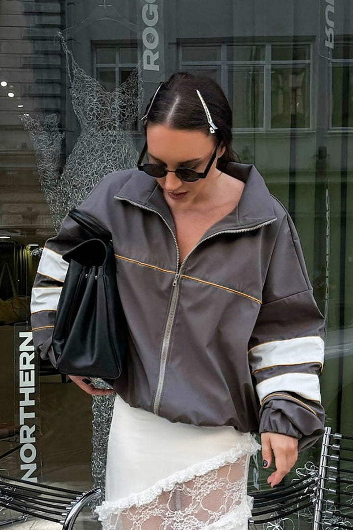 Drune | Stehkragen Farbblockjacke