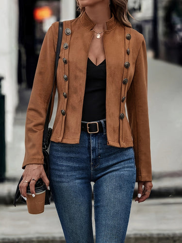 Drune | Militärisch Inspirierte Blazer mit Knopfdetails Polyester Stilvoll und Scharf