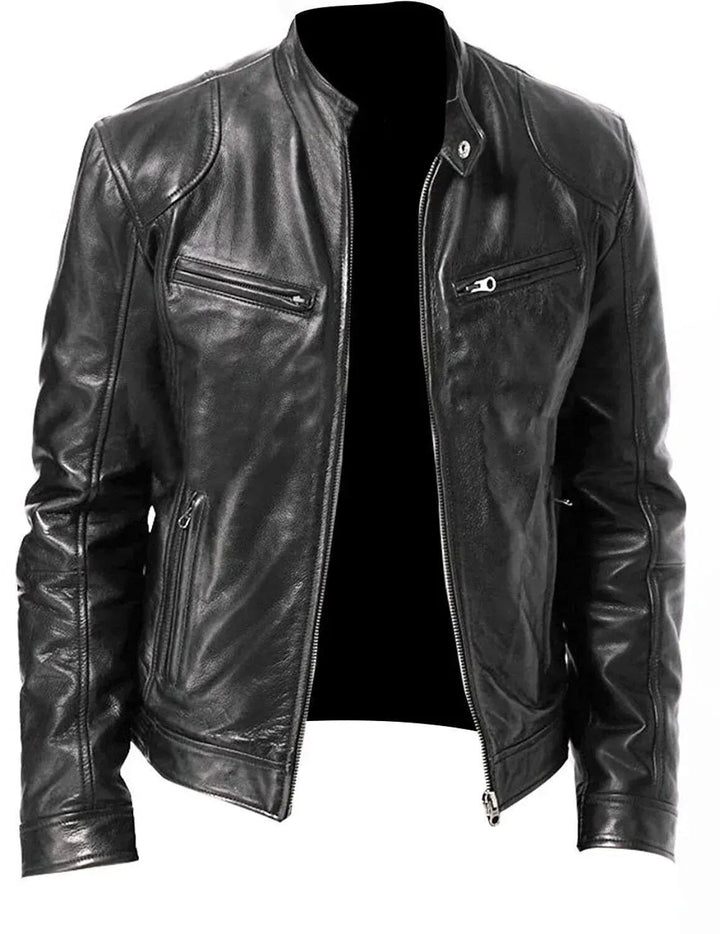Drune | Robuste Leder-Motorradjacke Bikerjacke für Herren Erwan