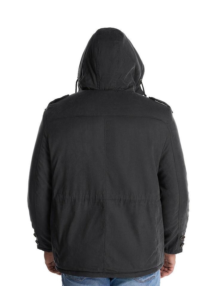Drune | Warme Fleece Multi Taschen Kapuzen Cargo Winterjacke - Perfekt für Freizeitaktivitäten