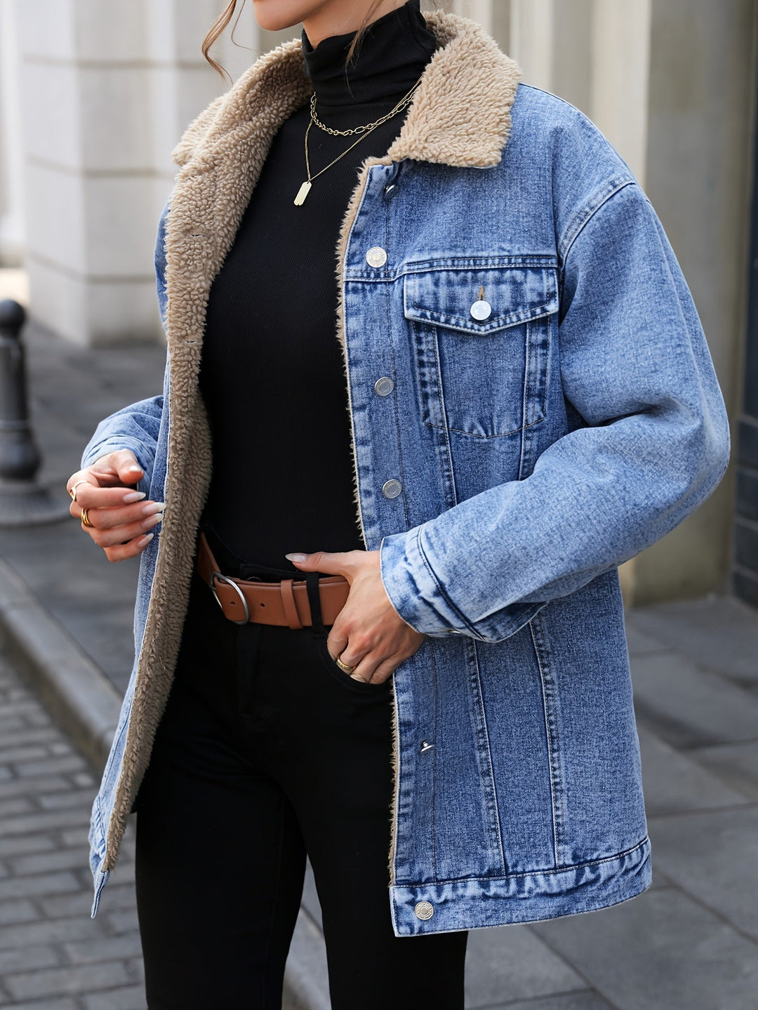 Drune | Denimjacke mit Sherpa-fleecefutter Baumwolle/polyester Warm und Stilvoll