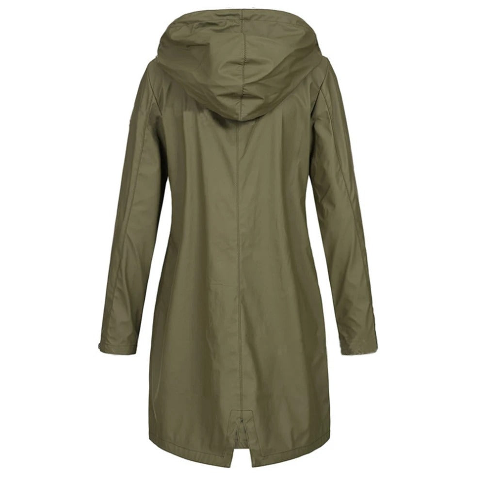 Drune | Damen langer Herbstmantel mit hohem Kragen & Knopfleiste