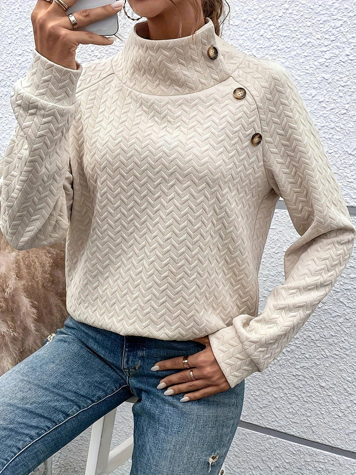 Drune | Leichtgewicht Pullover mit Hohem Kragen und Knöpfen Polyester Elegant und Komfortabel