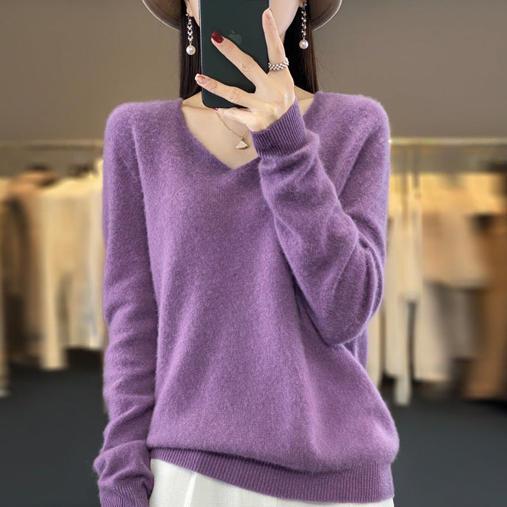 Drune | Lockere Damenpullover mit V-Ausschnitt für Herbst und Winter