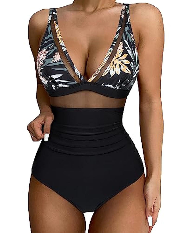 Drune | Einteiliger hohler Badeanzug mit hoher Taille