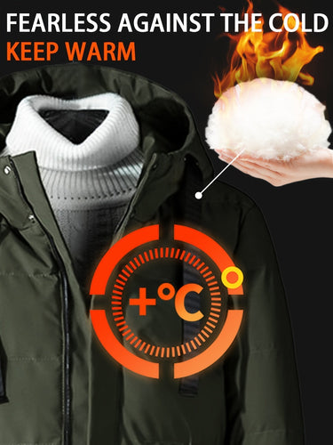 Drune | Winddichte Mittellange Reißverschluss Kapuzen Winterjacke - Ideal für Winter