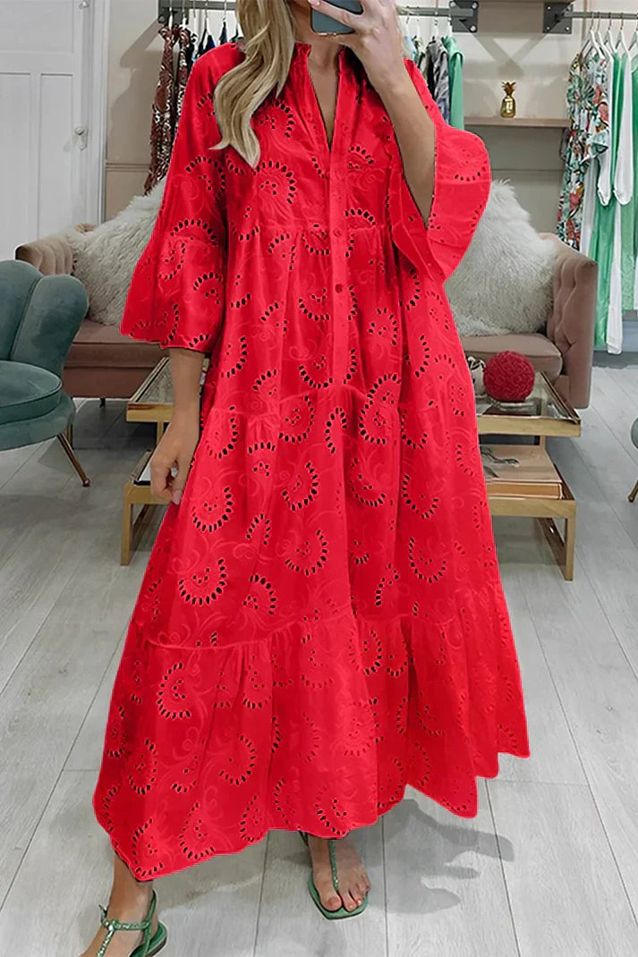 Drune | Elegantes Kleid mit Lochstickerei